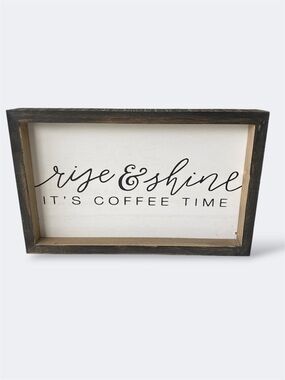 Rise & Shine "It's Coffee Time" Framed Sign - Gray & Cream